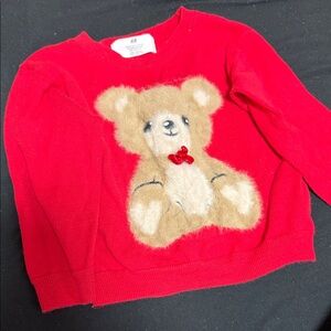H&M Vibrant Red Sweater with Adorable Bear